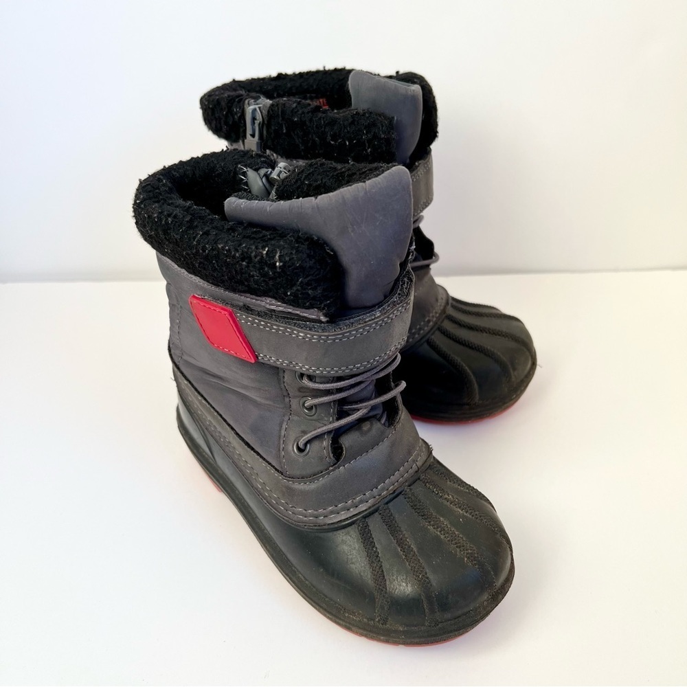 Cat & jack winter snow boots size 10 black gray red